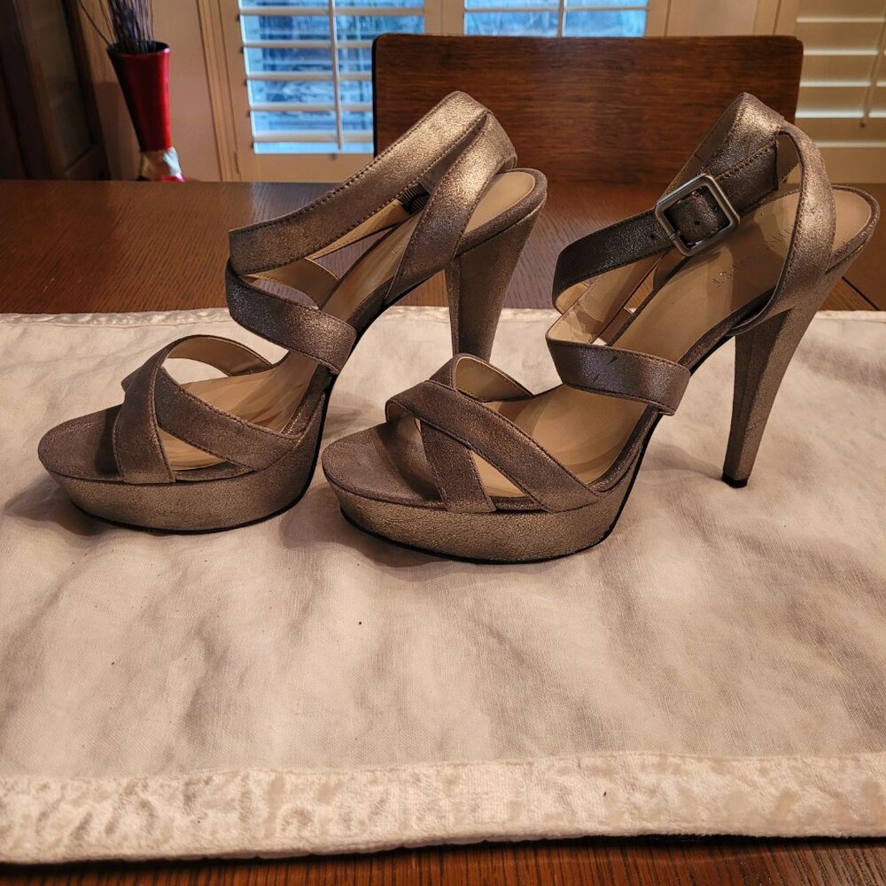 Nine West Krysten Strappy Leather Platform Heels- Size 9